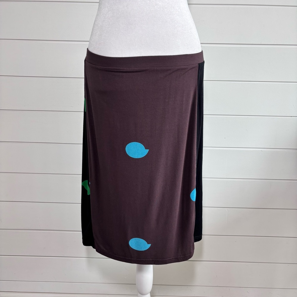 Cynthia Rowley Stylish Brown and Black Skirt with Blue and green Accents Size L - Picture 5 of 12